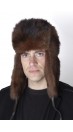Polar polecat fur hat, Russian style – Dark brown